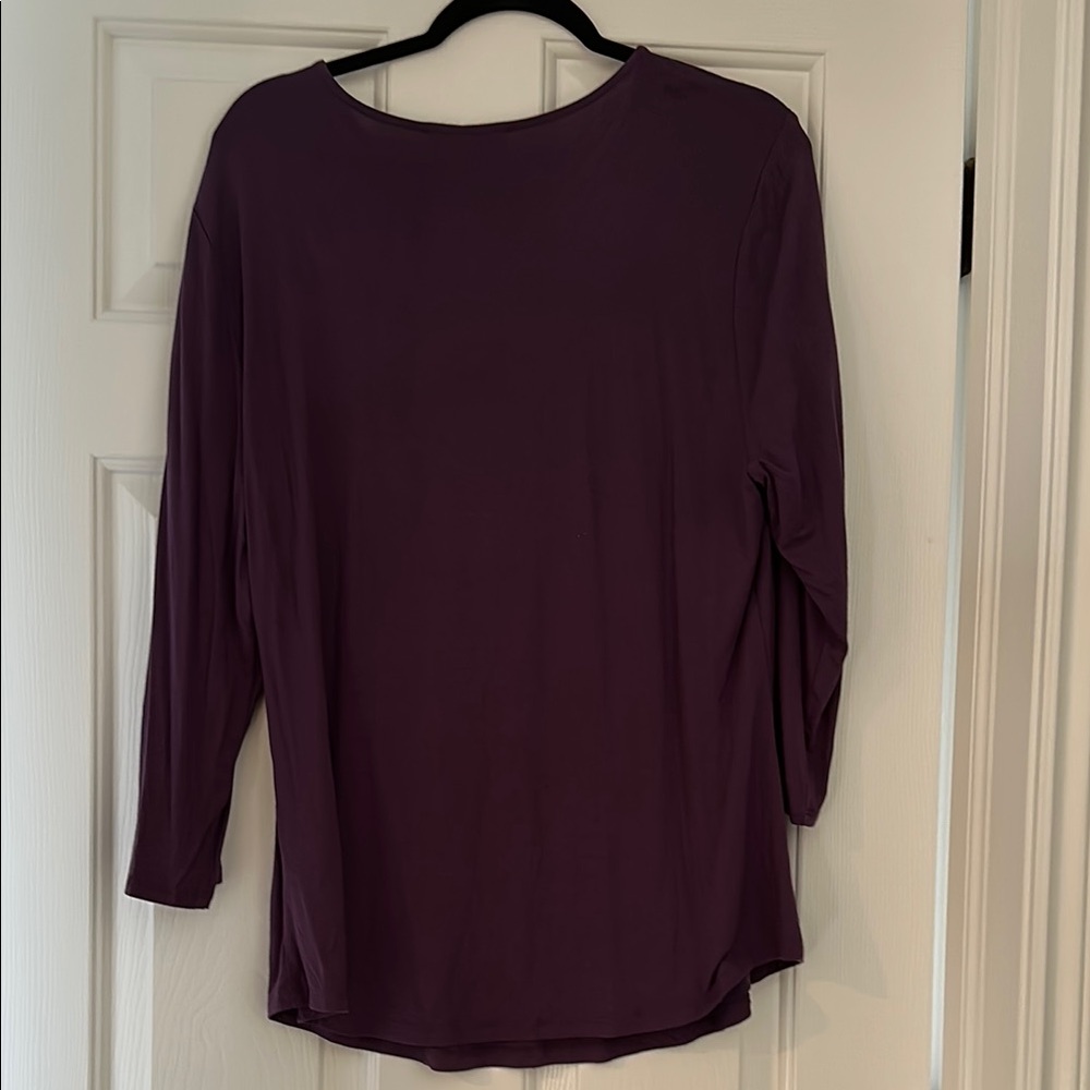 INC International Concepts Red Asymmetrical 3/4 Sleeve Blouse - Picture 4 of 4